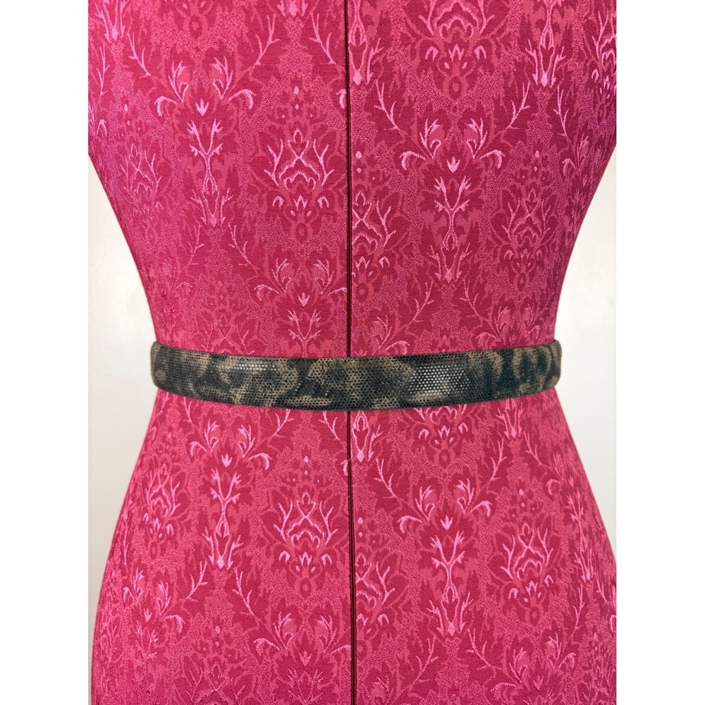 Python Print Pig Split Leather Skinny Belt Gray B… - image 6